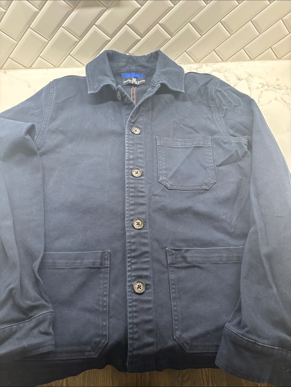 Psycho Bunny Men's Navy Button-Up Work Jacket